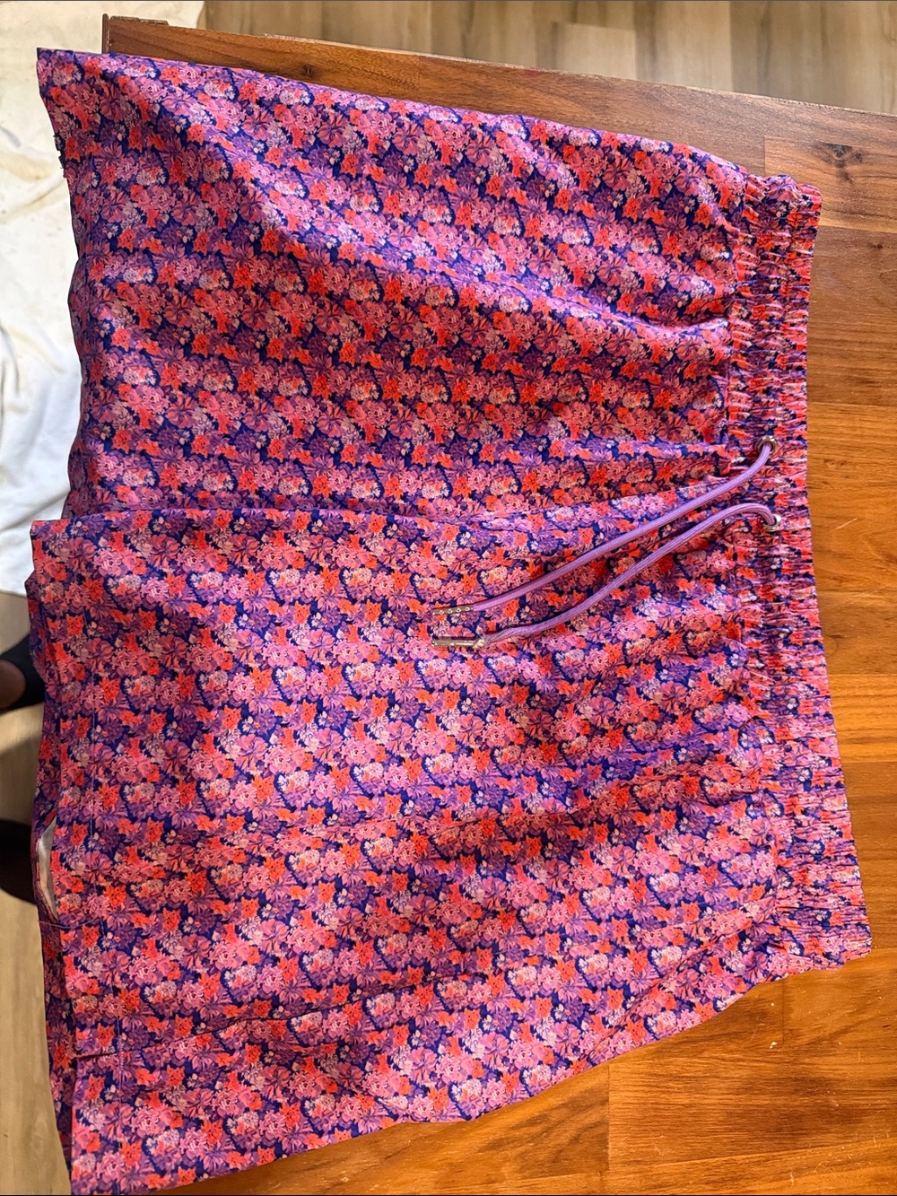 Strawberry Milk Mob Purple and Pink Floral Swim Trunks